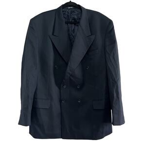 Andre Villard Vintage Navy Double Breasted Sport Coat Blazer 48L